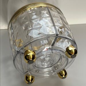 Elegant Gold and Clear Glass Dome Accent Rotatable Brush Holder